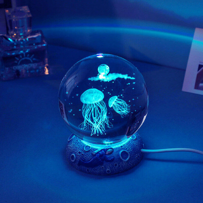 Floroux Crystal Sphere Night Light | LED Underwater World Lamp | Ambient Light & Home Decoration
