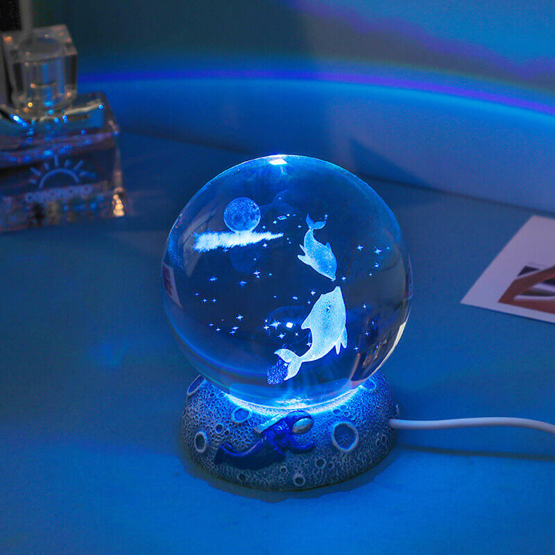 Floroux Crystal Sphere Night Light | LED Underwater World Lamp | Ambient Light & Home Decoration
