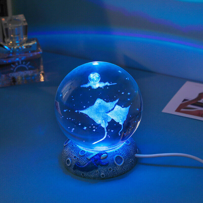 Floroux Crystal Sphere Night Light | LED Underwater World Lamp | Ambient Light & Home Decoration