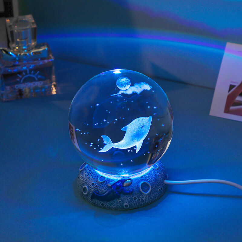 Floroux Crystal Sphere Night Light | LED Underwater World Lamp | Ambient Light & Home Decoration