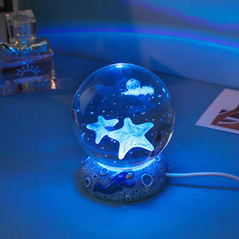 Floroux Crystal Sphere Night Light | LED Underwater World Lamp | Ambient Light & Home Decoration