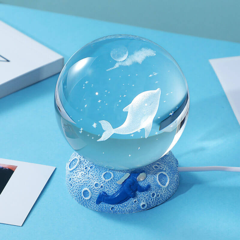 Floroux Crystal Sphere Night Light | LED Underwater World Lamp | Ambient Light & Home Decoration