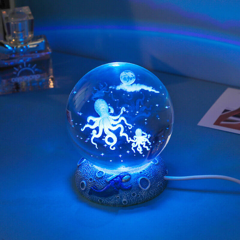 Floroux Crystal Sphere Night Light | LED Underwater World Lamp | Ambient Light & Home Decoration