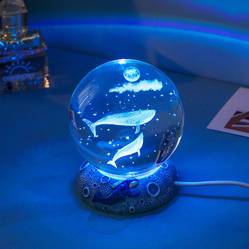 Floroux Crystal Sphere Night Light | LED Underwater World Lamp | Ambient Light & Home Decoration