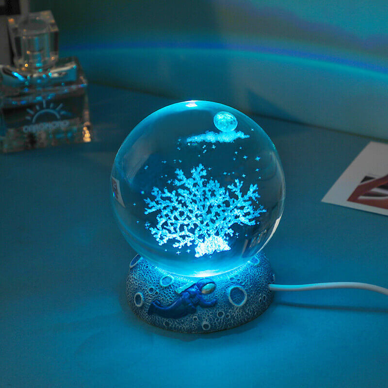 Floroux Crystal Sphere Night Light | LED Underwater World Lamp | Ambient Light & Home Decoration