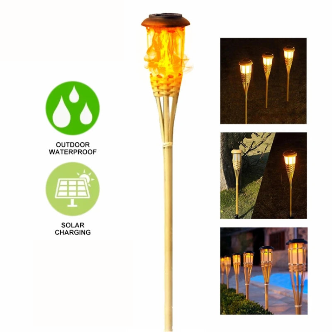 Floroux Torche Solaire Set de 5 | Lumières de jardin LED effet flamme | Fonctionnant à l'énergie solaire | Lumière décorative pour l'extérieur