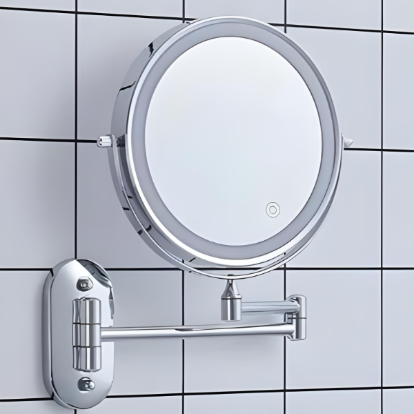 Miroir de maquillage et de salle de bain à grossissement LED rechargeable Floroux