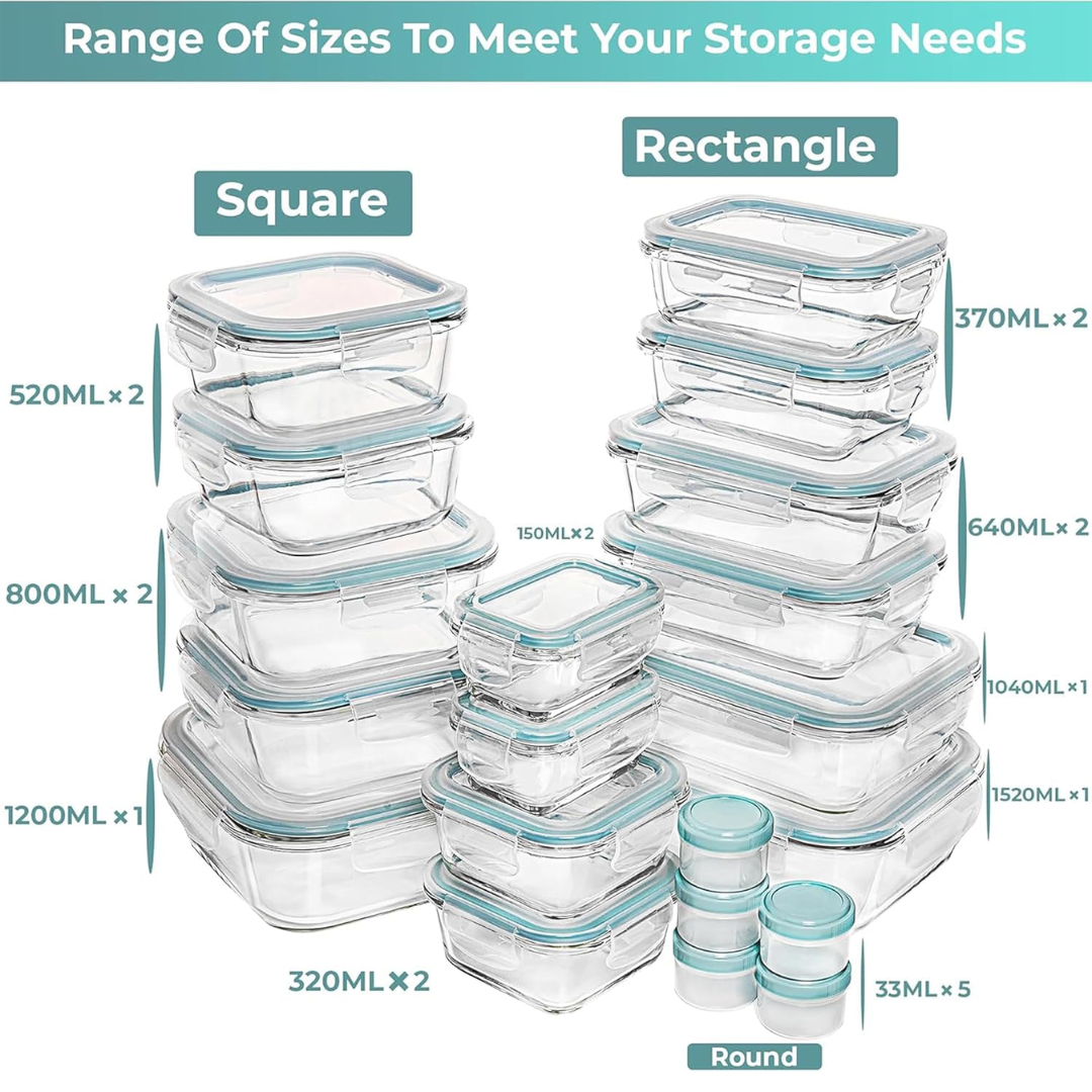 GlassSafe - Set de 35 bocaux de stockage hermétiques