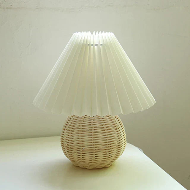 ÉléganceRétro - Lampe de Table Vintage avec Abat-Jour Plissé