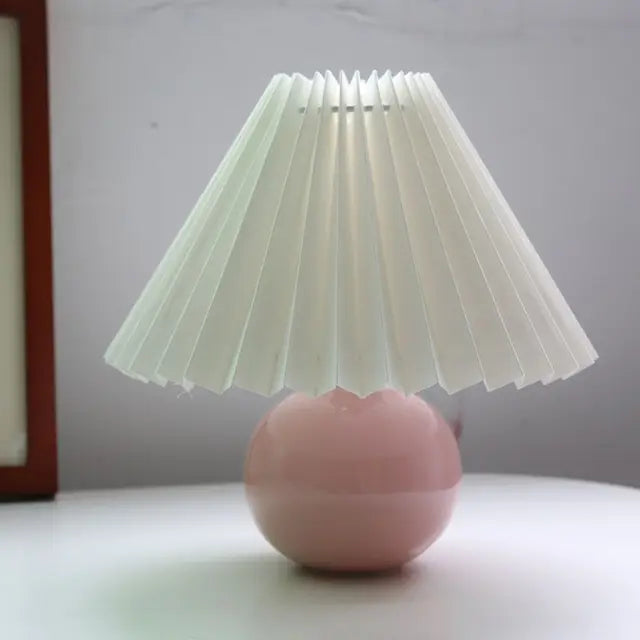 ÉléganceRétro - Lampe de Table Vintage avec Abat-Jour Plissé