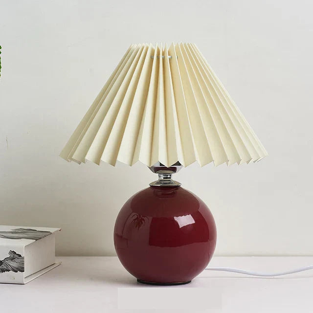 ÉléganceRétro - Lampe de Table Vintage avec Abat-Jour Plissé