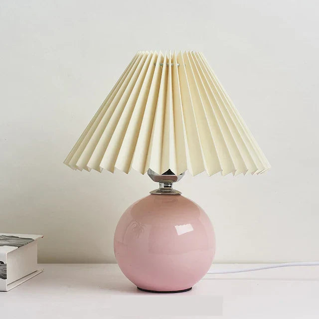 ÉléganceRétro - Lampe de Table Vintage avec Abat-Jour Plissé
