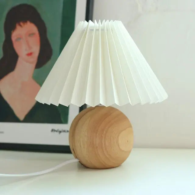ÉléganceRétro - Lampe de Table Vintage avec Abat-Jour Plissé