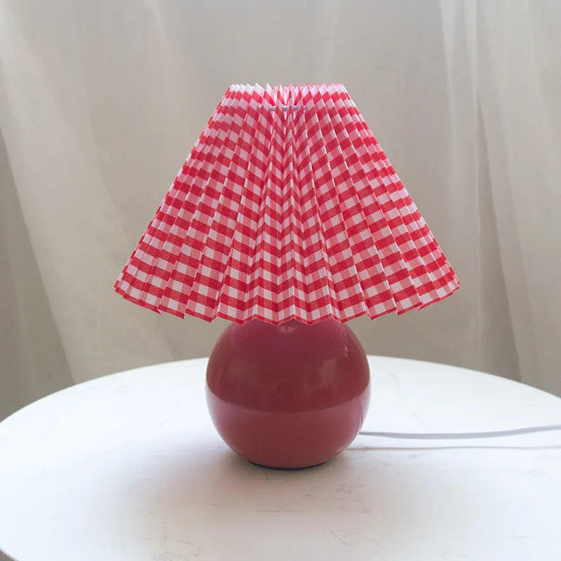 ÉléganceRétro - Lampe de Table Vintage avec Abat-Jour Plissé