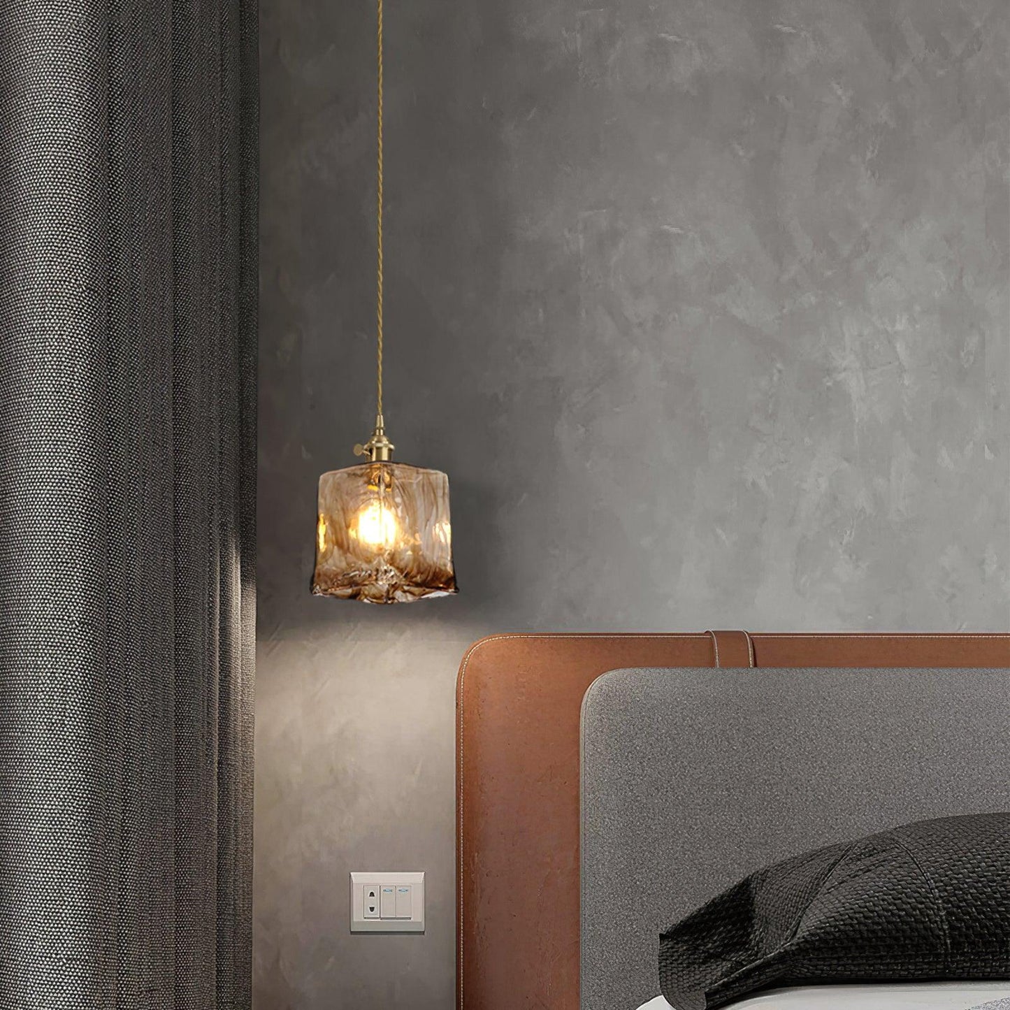 Suspension en verre brun Floroux