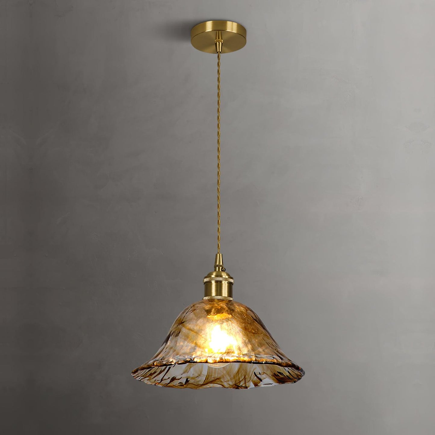Suspension en verre brun Floroux