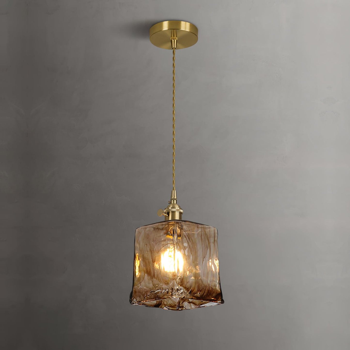 Suspension en verre brun Floroux