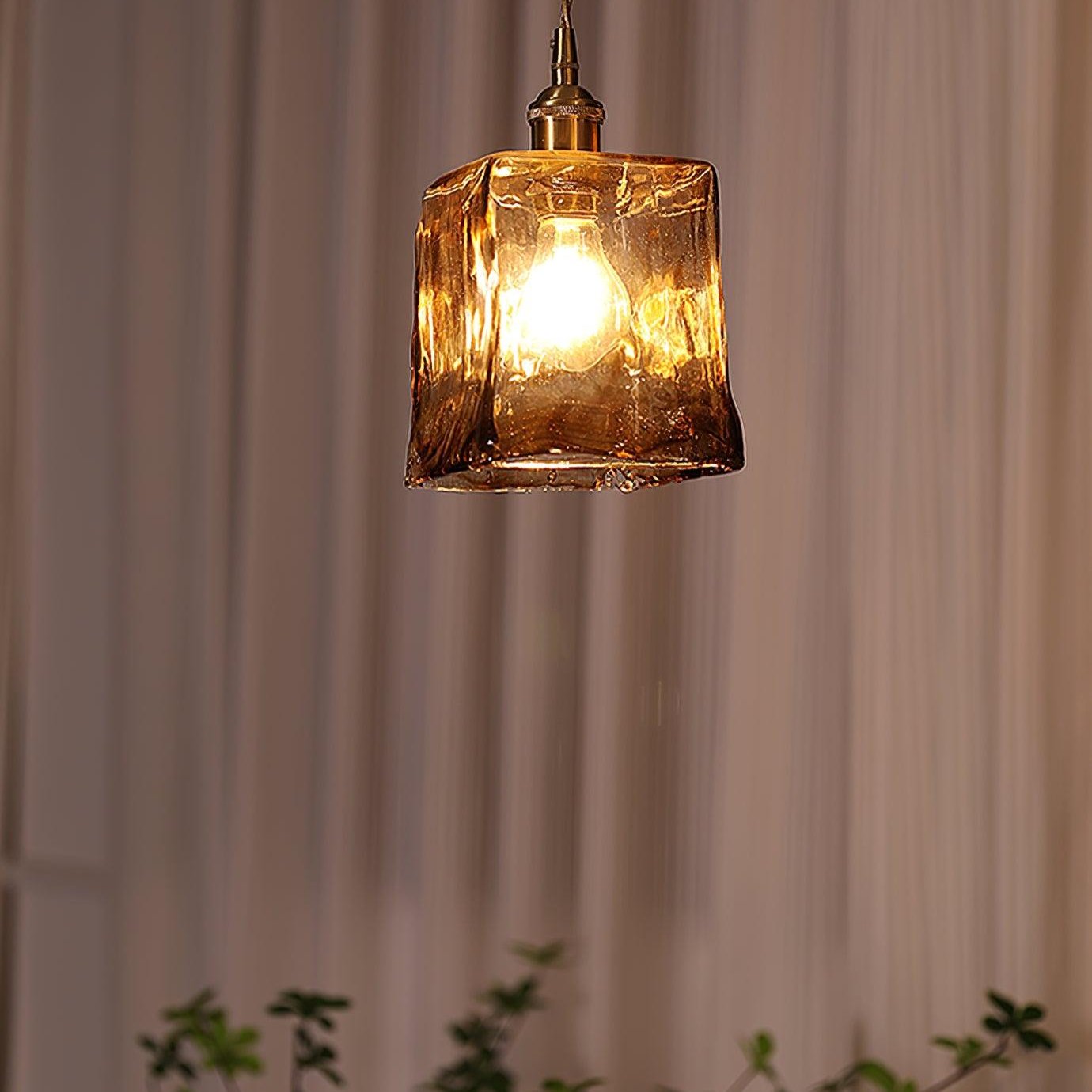 Suspension en verre brun Floroux