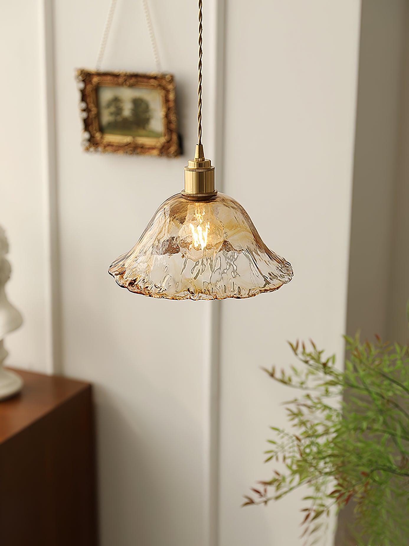 Suspension en verre brun Floroux