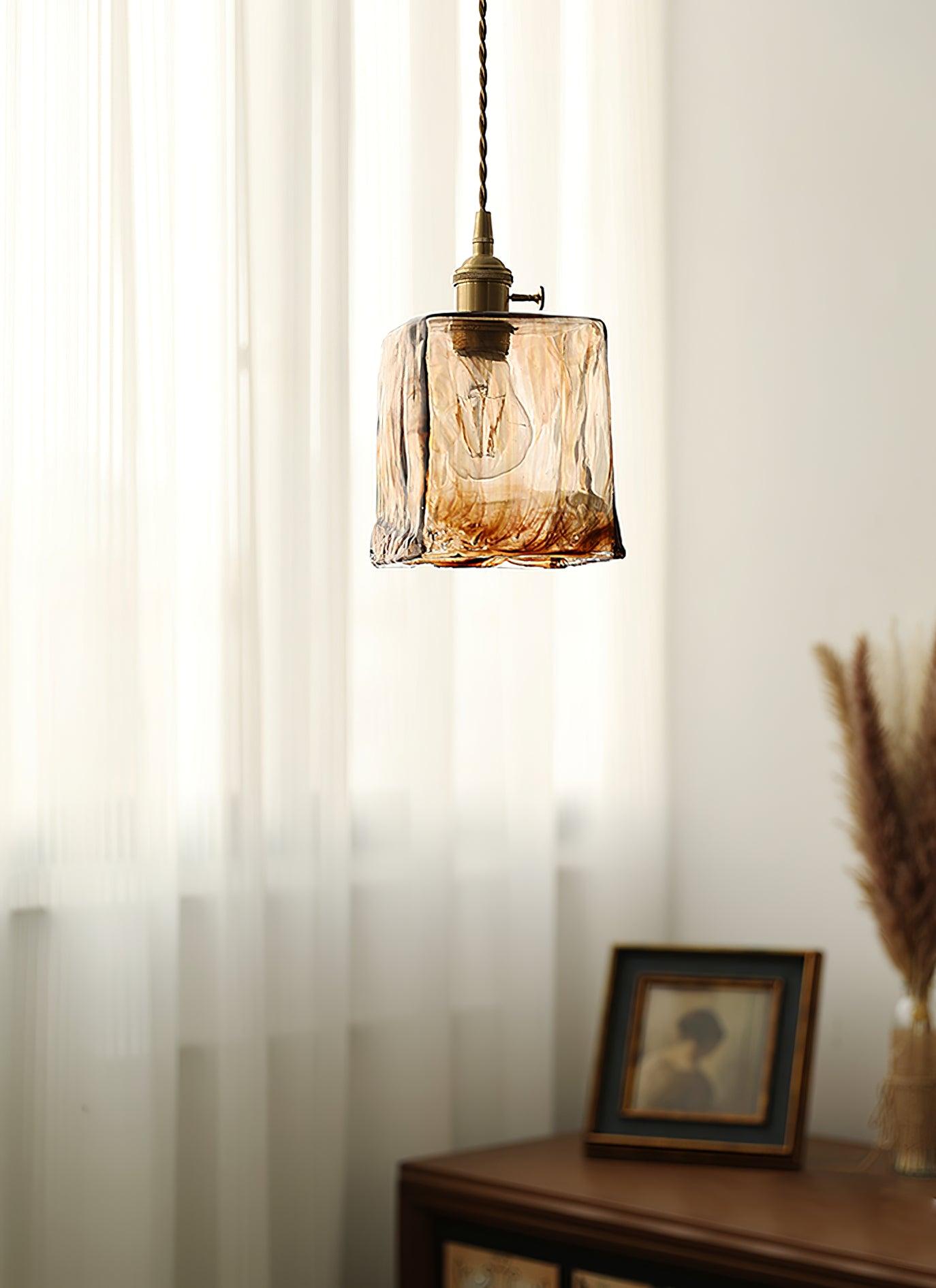 Suspension en verre brun Floroux