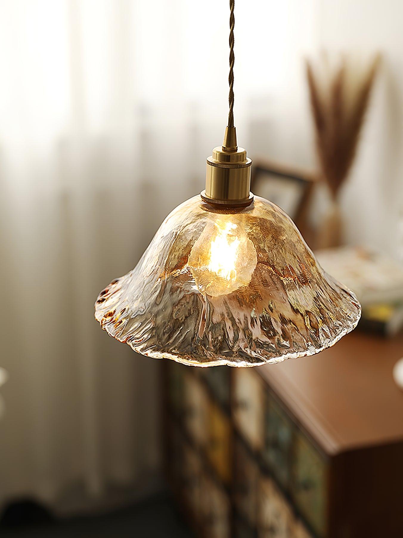 Suspension en verre brun Floroux