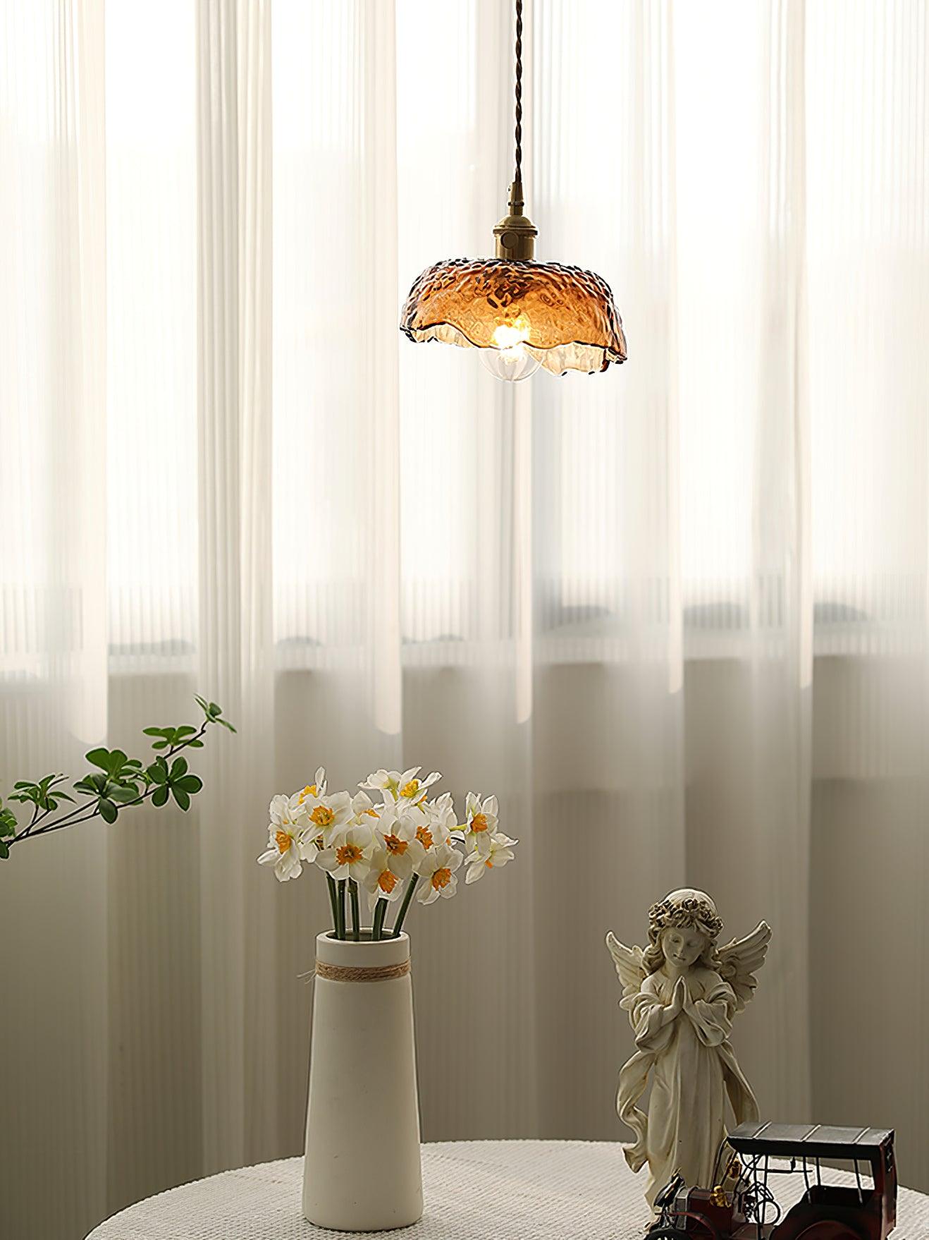 Suspension en verre brun Floroux