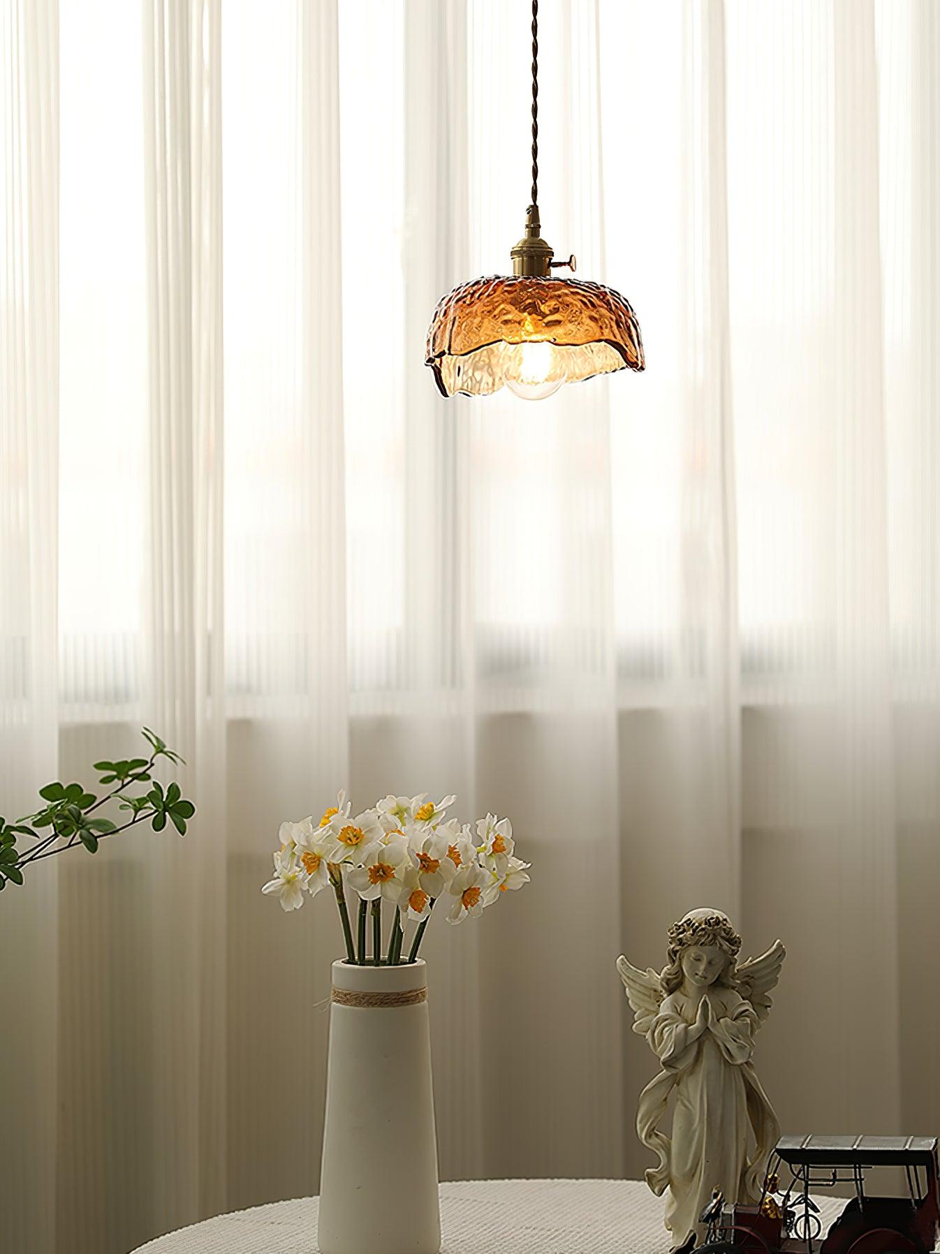 Suspension en verre brun Floroux