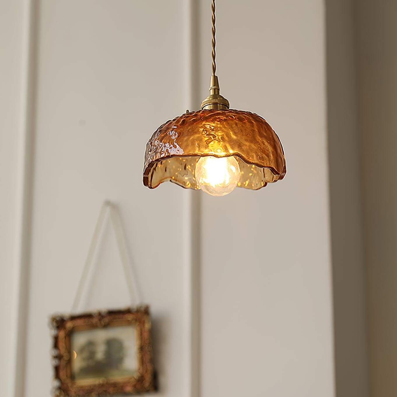 Suspension en verre brun Floroux