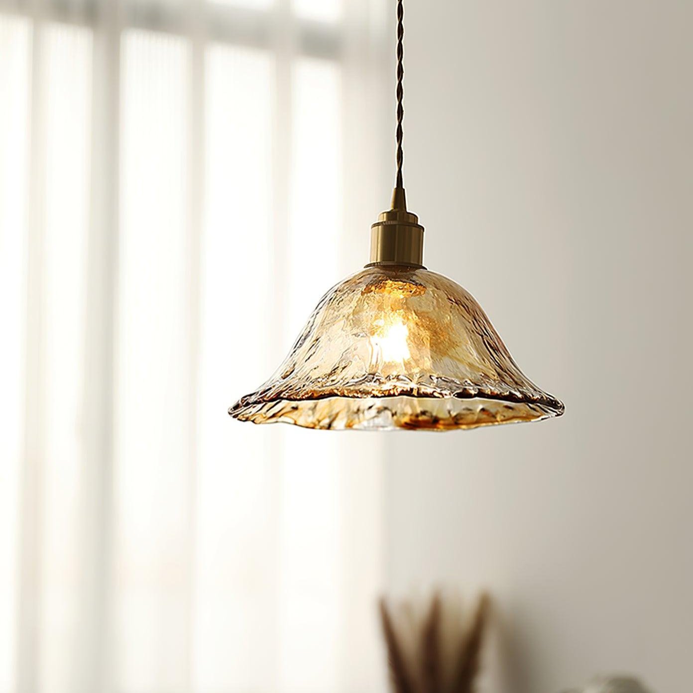 Suspension en verre brun Floroux