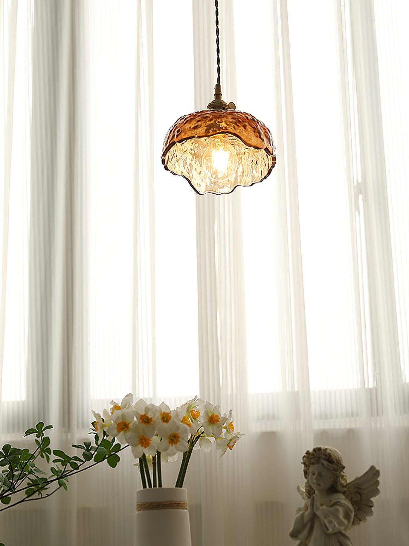 Suspension en verre brun Floroux