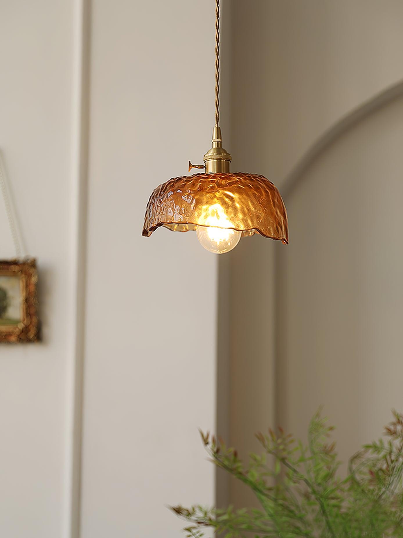 Suspension en verre brun Floroux
