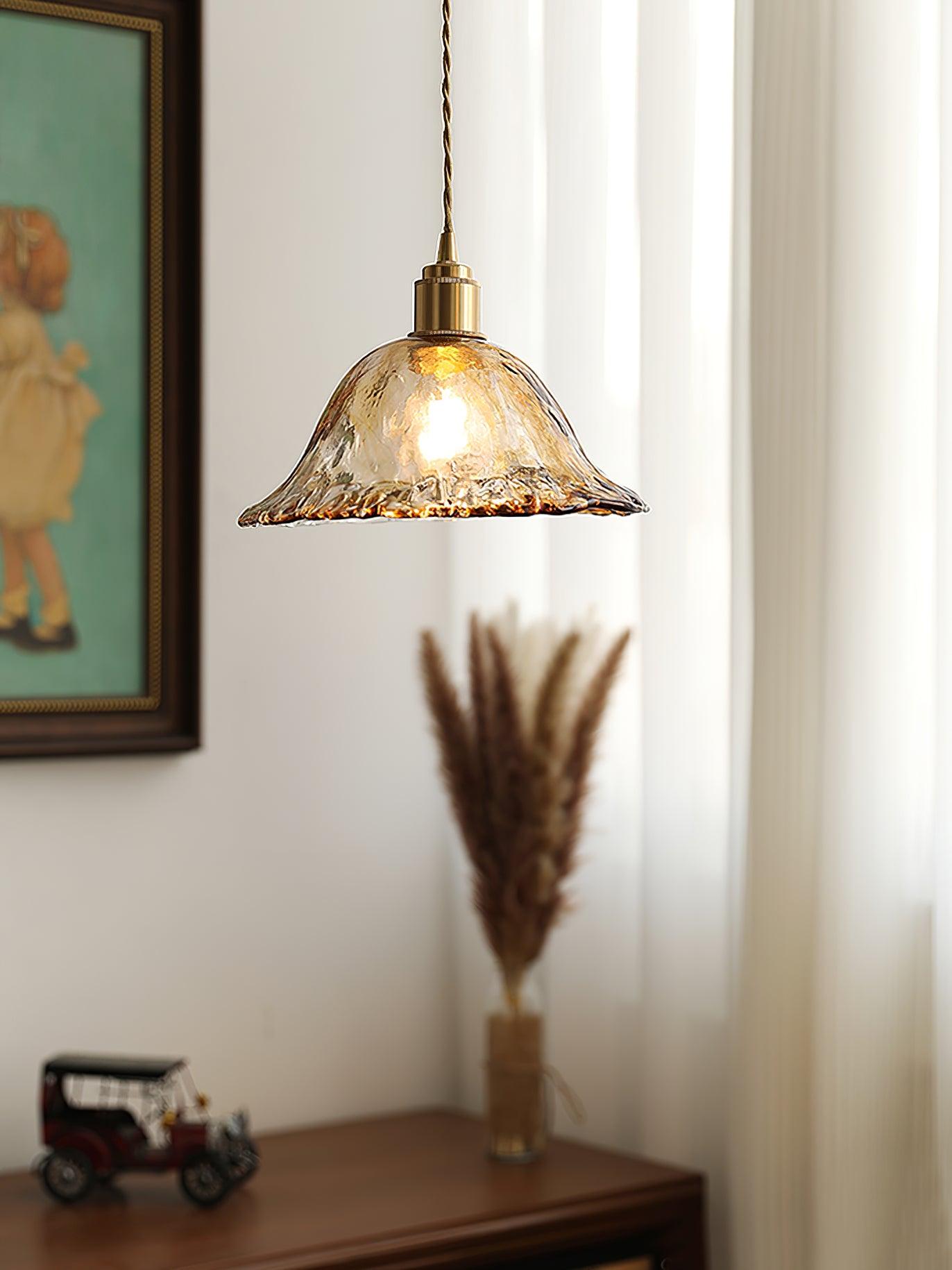 Suspension en verre brun Floroux