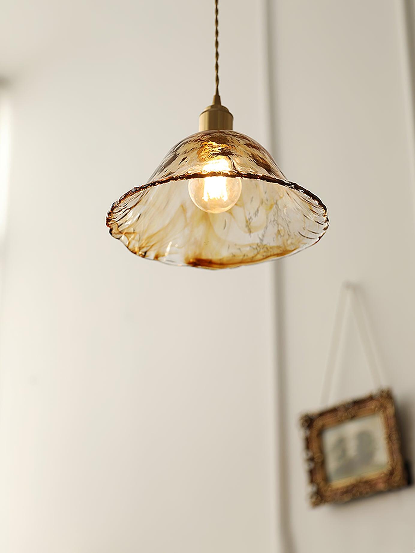 Suspension en verre brun Floroux