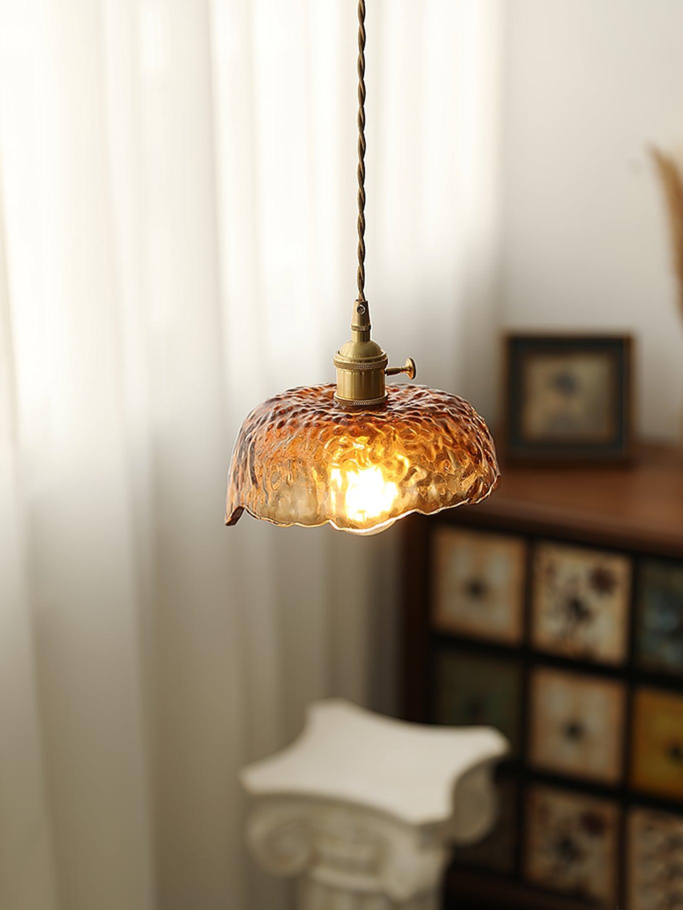 Suspension en verre brun Floroux
