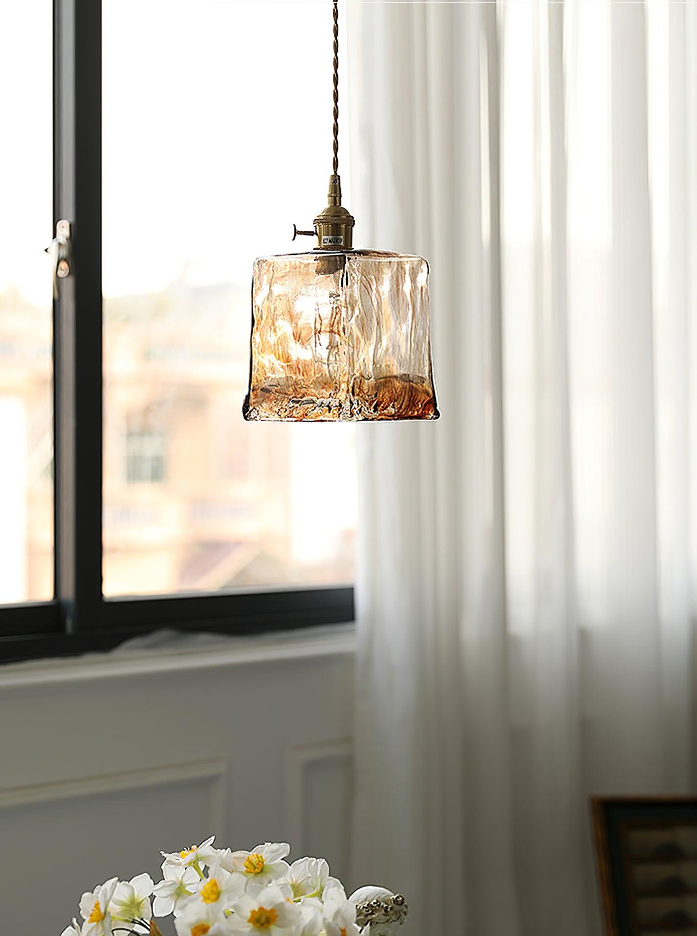 Suspension en verre brun Floroux