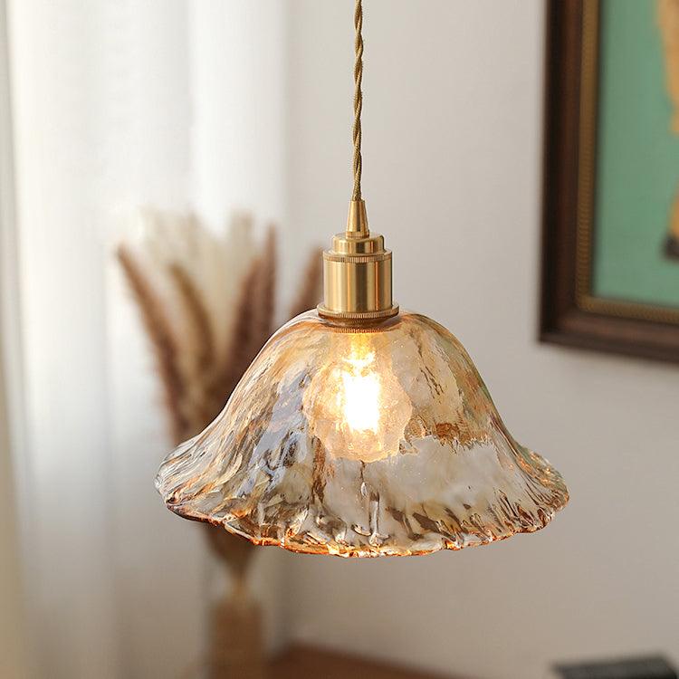 Suspension en verre brun Floroux