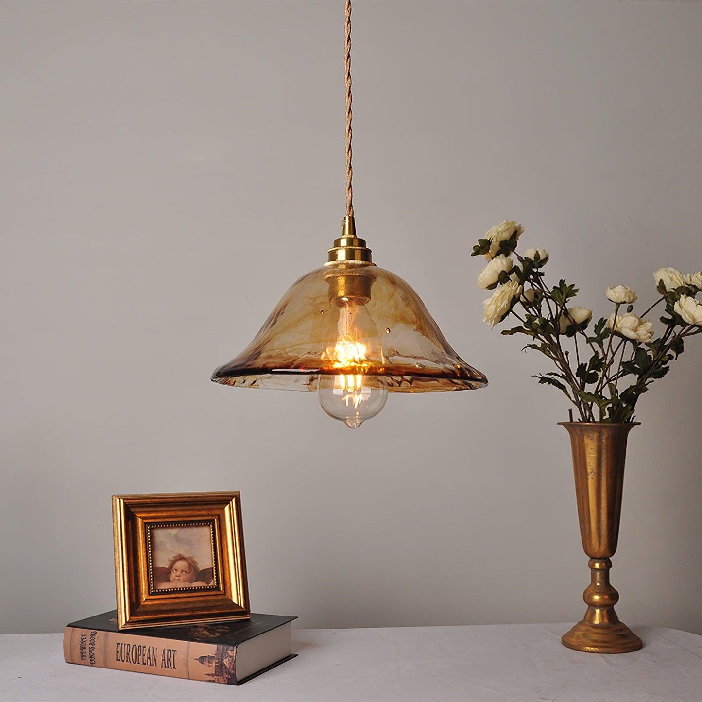 Suspension en verre brun Floroux