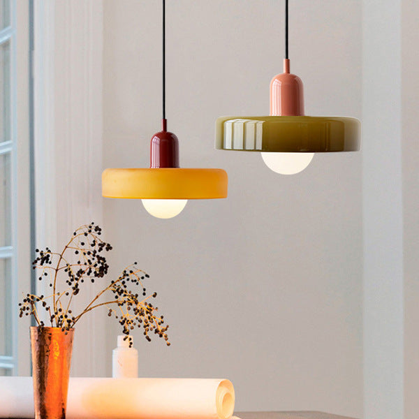 Suspension Floroux in colored glass | Elegant hanging lamp in Bauhaus style | Designer lamp for the living room and dining room