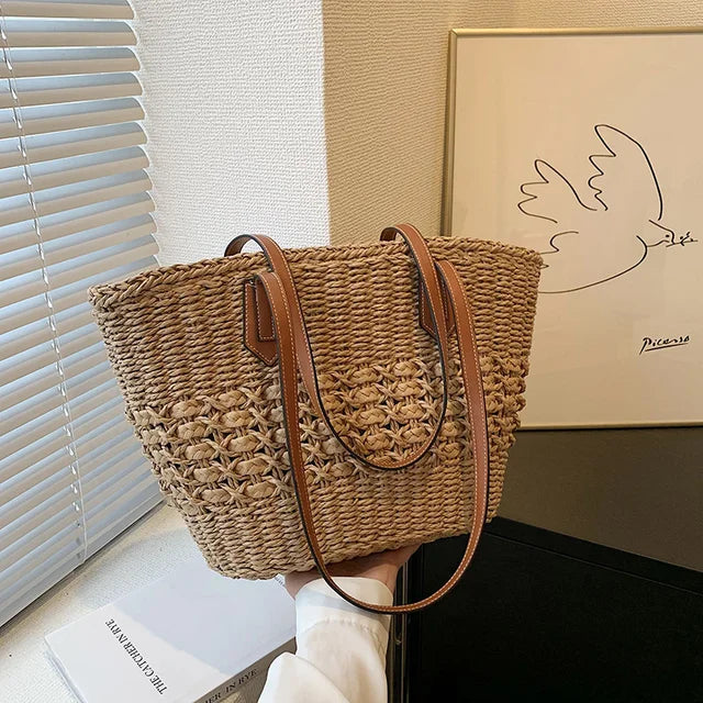 BohoVibe Tote – Élégant Sac Œufs en Paille