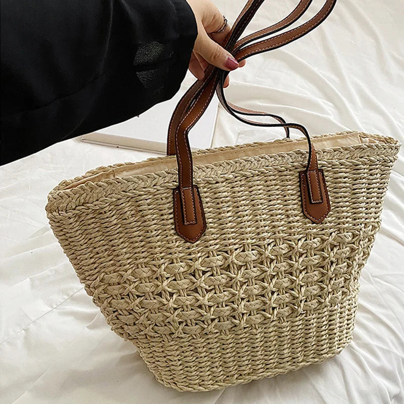 BohoVibe Tote – Élégant Sac Œufs en Paille