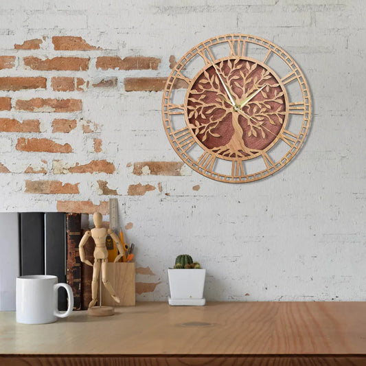 Floroux | Horloge murale rustique en bois de style vintage