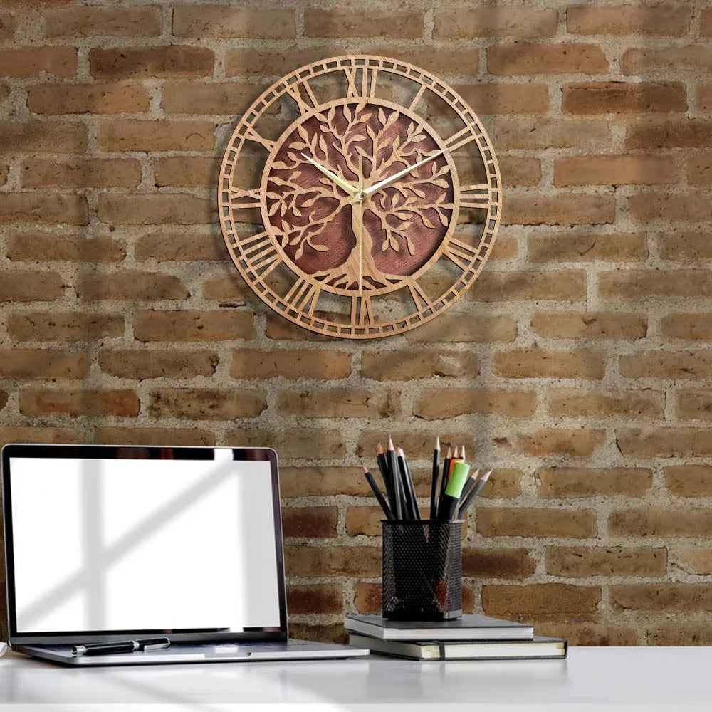 Floroux | Horloge murale rustique en bois de style vintage