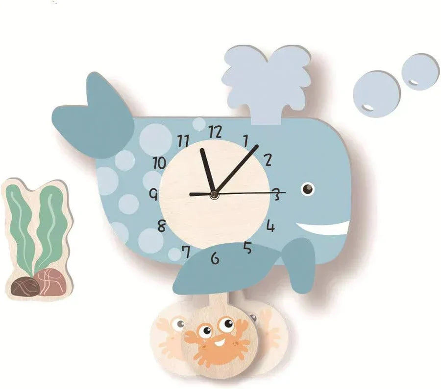 Floroux – Horloge à pendule pour enfants avec motifs d'animaux