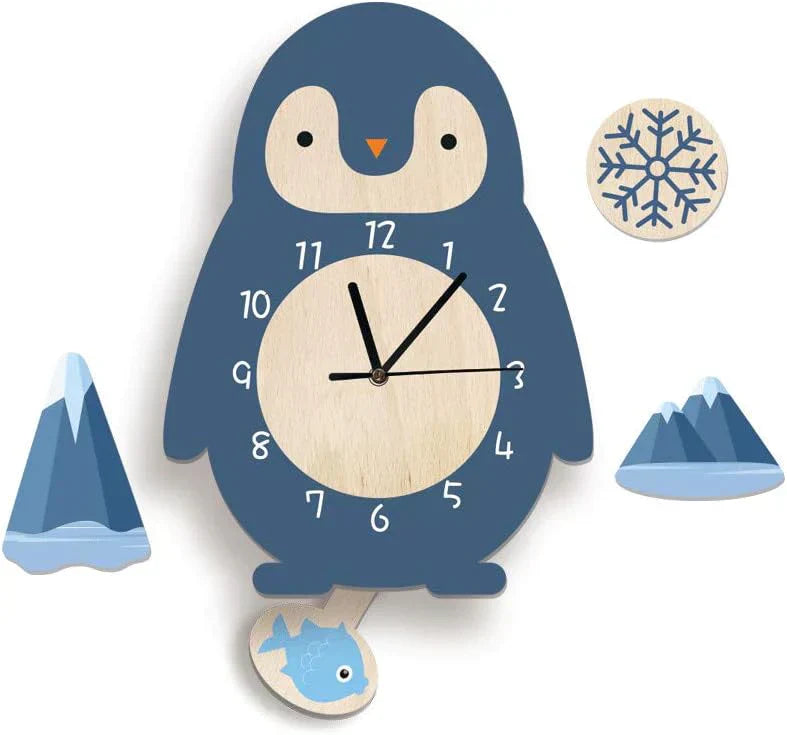 Floroux Aventure - Horloge murale colorée pour enfants avec motifs d'animaux