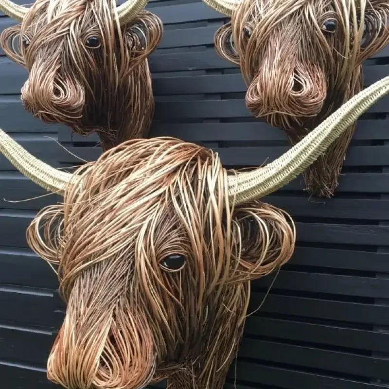 Tête de vache tissée – Cowy – Décoration murale – Artisanat
