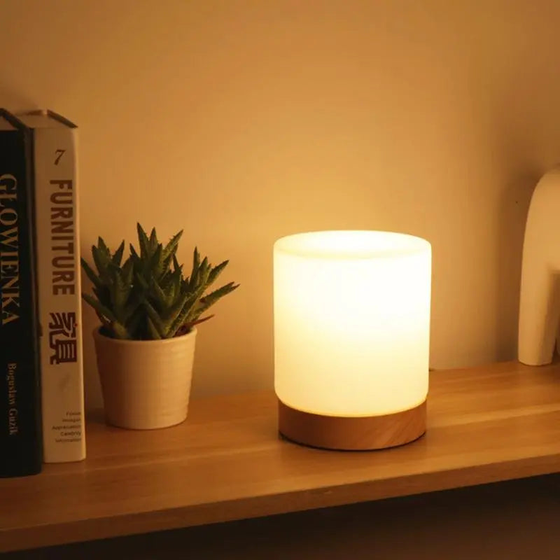 ÉclatVerre - Mini Lampe de Table en Verre avec Fonction Touch-Open et Éclairage 360°