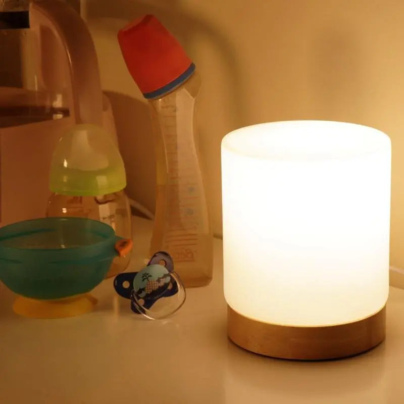 ÉclatVerre - Mini Lampe de Table en Verre avec Fonction Touch-Open et Éclairage 360°