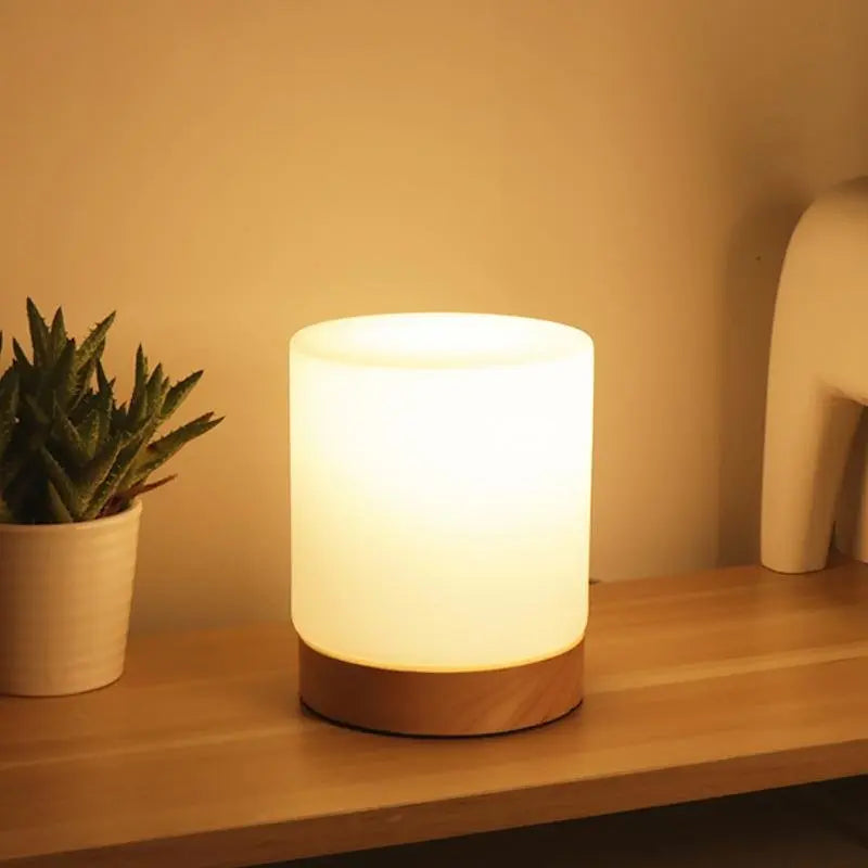 ÉclatVerre - Mini Lampe de Table en Verre avec Fonction Touch-Open et Éclairage 360°