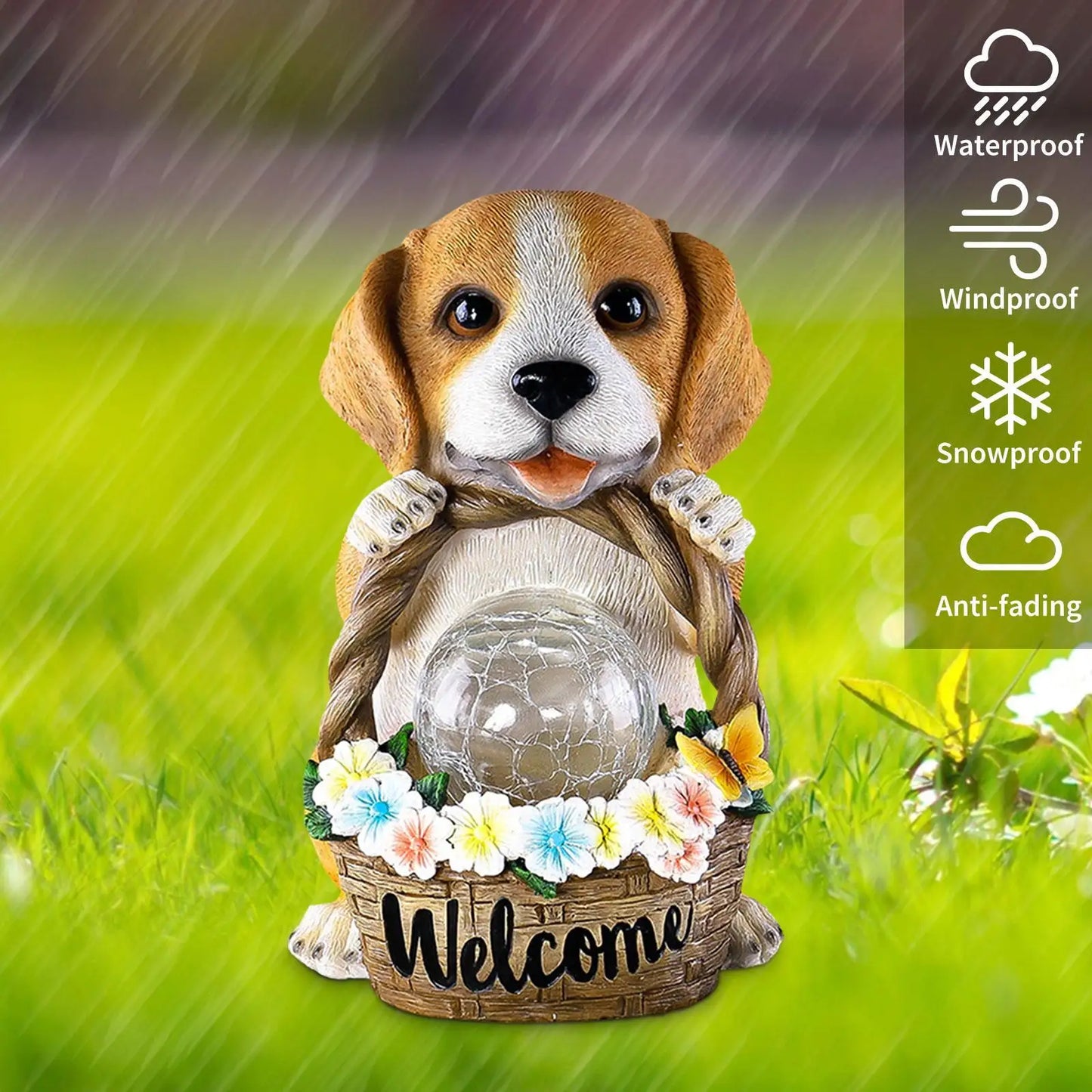 Floroux - Charmantes Solar-Chiens Statues