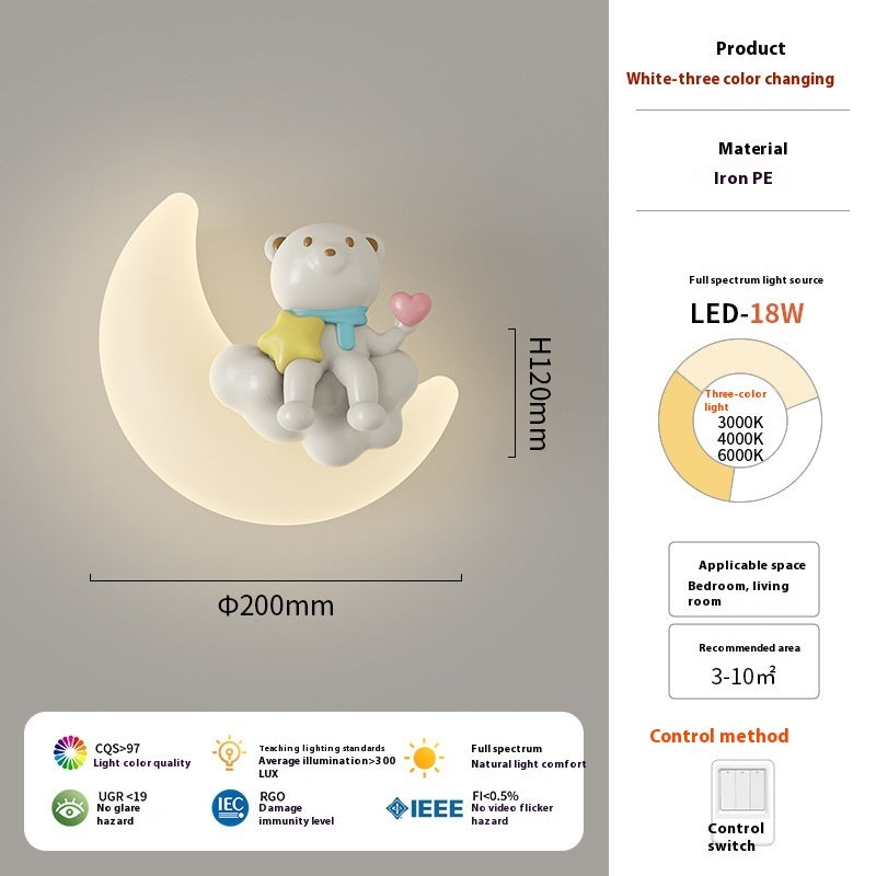 Lampe murale LED en forme de lune Cartoon crème pour la chambre d'enfant (20 cm / 7,8")